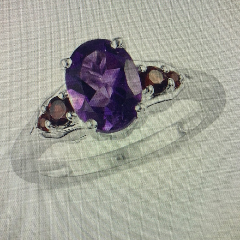 Made USA Delicate Beauty SS925 amethyst garnetRing - Picture 2 of 16
